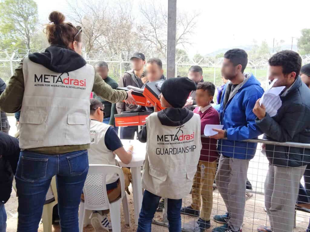 Humanitarian aid distribution with precious assistants the unaccompanied children
