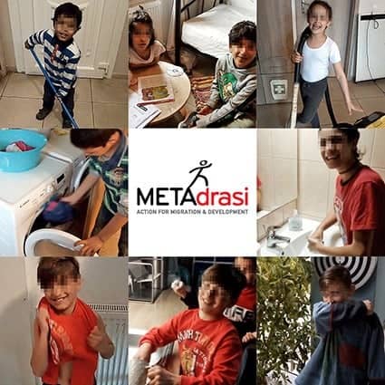 Children of Samos Transit Accommodation Facility give protection instructions against coronavirus