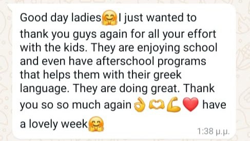 A “thank you” message to METAdrasi’s education  for children department