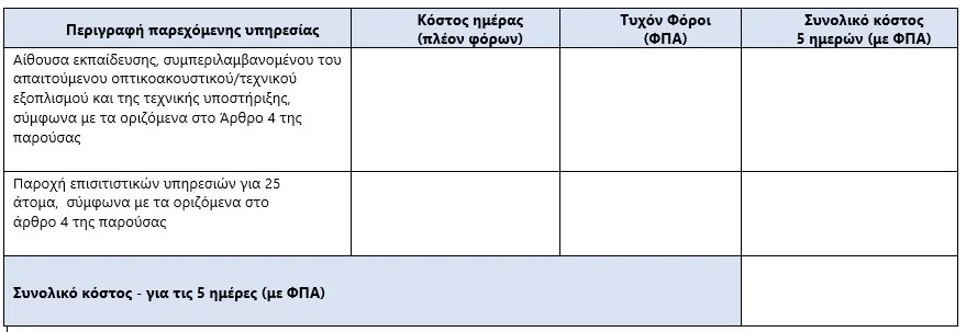 Metadrasi - ΠΡΟΣΚΛΗΣΗ ΕΚΔΗΛΩΣΗΣ ΕΝΔΙΑΦΕΡΟΝΤΟΣ ΓΙΑ ΥΠΟΒΟΛΗ ΠΡΟΣΦΟΡΩΝ ΓΙΑ ΠΑΡΟΧΗ ΥΠΗΡΕΣΙΩΝ ΕΝΟΙΚΙΑΣΗΣ ΑΙΘΟΥΣΑΣ ΕΚΔΗΛΩΣΕΩΝ ΚΑΙ ΥΠΗΡΕΣΙΩΝ ΤΡΟΦΟΔΟΣΙΑΣ-CATERING 2 Metadrasi - table